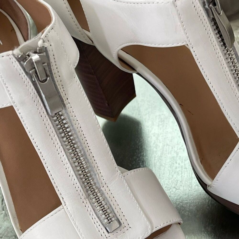 Franco Sarto white leather mydrid top zip heel size 6 - Picture 5 of 10